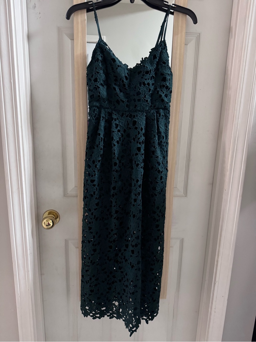 Astr Teal Green Floral Lace Midi Dress